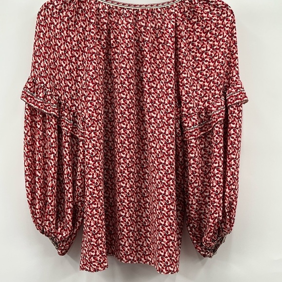 Max Studio Red and White Patterned Blouse - Picture 2 of 9